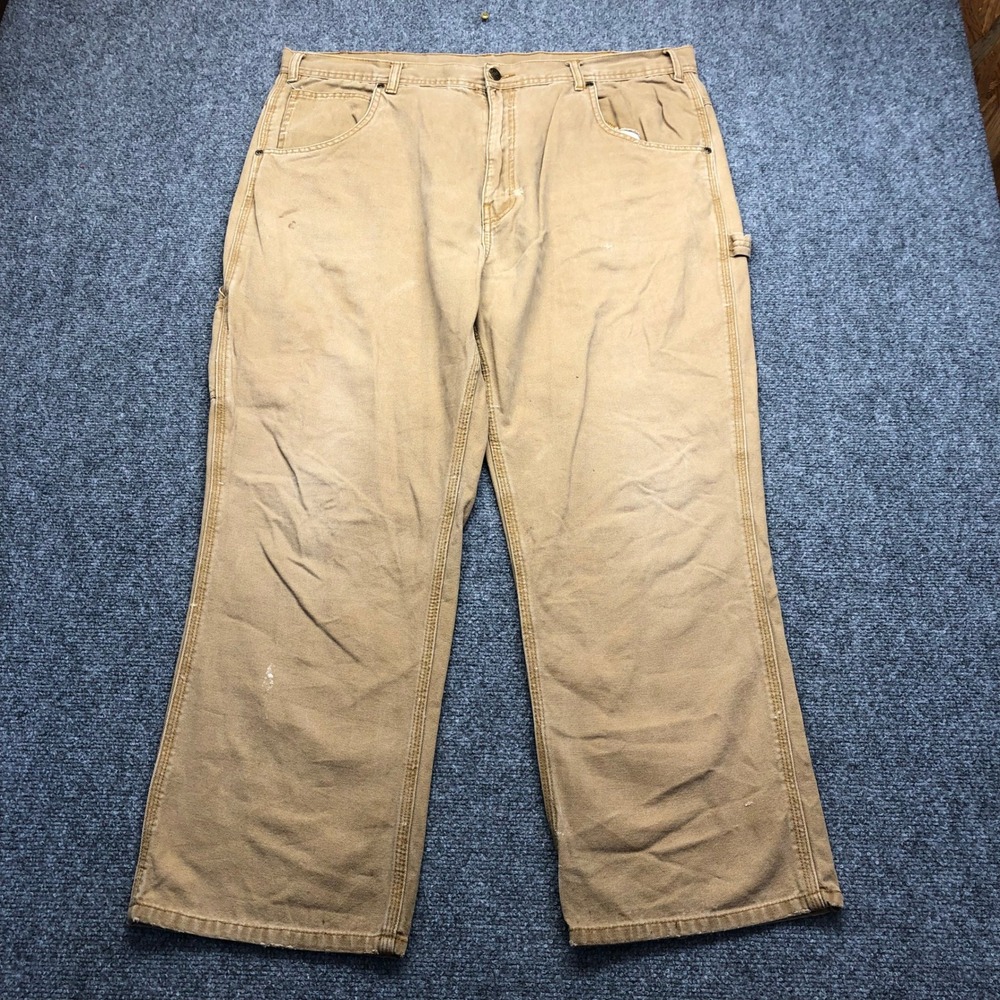 USA Workwear Mens Tan Canvas Carpenter Pants Relaxed Fit Duck Work 38x27